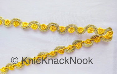 Shimmering Gold And Blue / Yellow / Coral Thread Floral Lace Trim, Rose Trim, Flower Roses